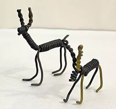 Set 2 Miniature Coiled/wrapped Wire Deer Or Dogs • $22.99