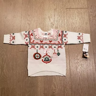 $9.99 • Buy Star Wars Baby Yoda Sweater Girl Baby 18M White Christmas Mandalorian Infant B2