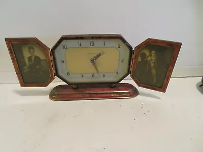 MOHERTUS  METAL  Desk Clock With PICTURE FRAMES  NOT WORKING • $19.99