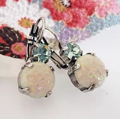 MARIANA SPECIAL Synthetic Opalesque Stone W/ Iridescent Flecks Crystal Earrings • $41.60