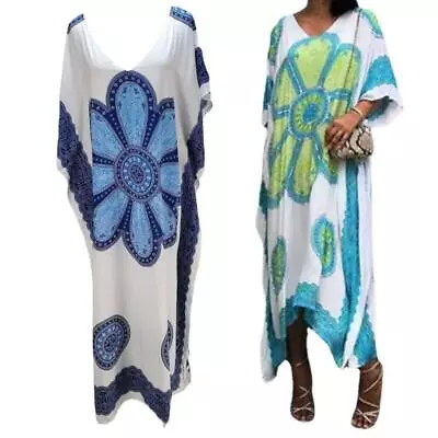 Floral Print Bikini Cover Up Women Plus Size Muslim Kaftans Holiday Dress Gifts • $24.65