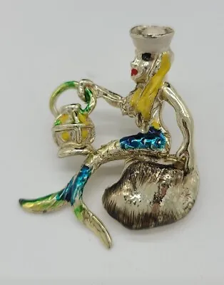 Vtg Sailor Mermaid Brooch Pin Jewelry Painted Enamel Pin Up Siren Rockabilly • $14.99