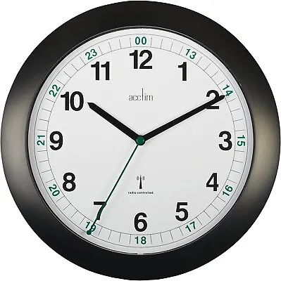 £25.99 • Buy Acctim Radio Controlled Wall Clock Milan 93/723BRC Black Brand New In Box