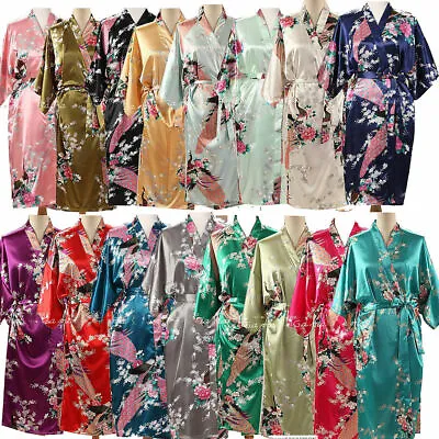 $14.19 • Buy Womens Silk Satin Kimono Robe Dressing Gown Bathrobe Pajamas Nightwear Sleepwear