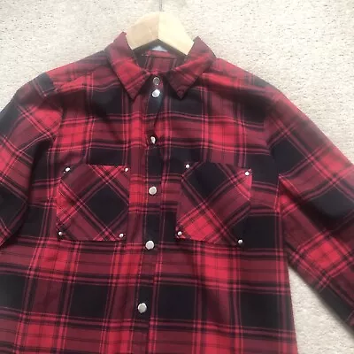 Ladies Red Tartan Print Shirt Size 10 • £7.99