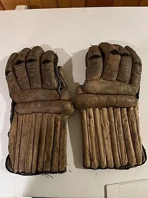Vintage Antique 1930s Ice Hockey Gloves Genuine Sports Display Leather • $129.99