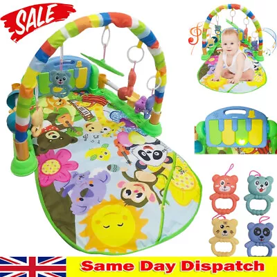 Baby Gym Play Mat Fitness Music Fun Lay Activity Toy Playmat & Guardrails Piano • £18.99