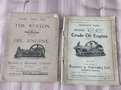 £12.50 • Buy 2 Vintage Ruston & Hornsby Oil Engine Spare Part List Catalogues 