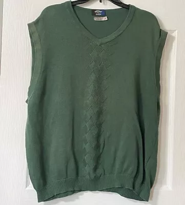 Vintage Callaway Sweater Vest Men Extra Large Green Sleeveless Knit Pullover • $22.98