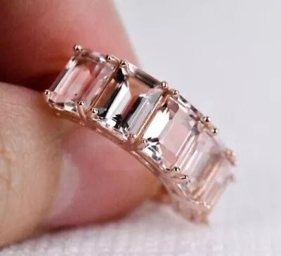 2 CT Emerald Simulated Morganite 5-Stone Engagement Ring 14K Rose Gold Plated • $78.61