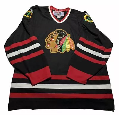 Vintage Men's CCM Chicago Blackhawks Jersey Hockey NHL Black XL AG5 • $90