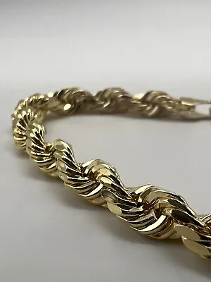 9ct Yellow Gold 7.5 INCH 5mm Wide Diamond Cut Rope Bracelet - Full UK Hallmark • £339
