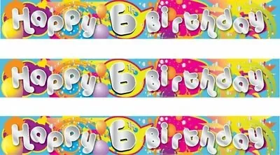 £2.39 • Buy 6x 6th Happy Birthday Bunting Banner Decoration Kids Boys Girls Party Deco