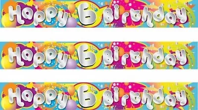 6x 6th Happy Birthday Bunting Banner Decoration Kids Boys Girls Party Deco • £2.59