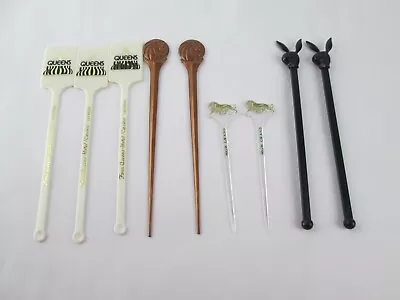 9 Vintage Vegas Swizzle Stir Sticks MGM Grand  Playboy Queens Hotel Bar Cocktail • $14.95