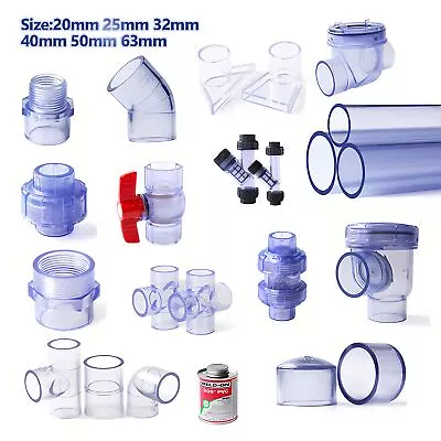 Clear PVC Fittings Elbows/TEEs/Couplings/Male Adapters /Caps /Unions/Ball Valves • $176.55