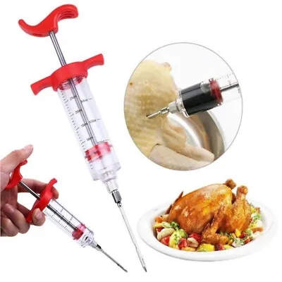 Marinade Injector Syringe Food Flavor Seasoning Chicken Meat Injection Gun BBQ~ • £5.69
