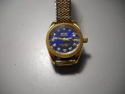 378L Vantage Kovac Precision Wrist Watch Blue Dial 23 Mm Case Gold Color • $2.99