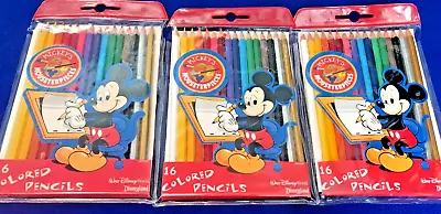 Disney Mickey Mouse Color Pencils 3 Complete Sets Of 16 Pencils Each • $18