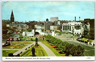 Postcard Liverpool Mersey Tunnel Entrance From St Georges Hall Posted 1967 • £2.25