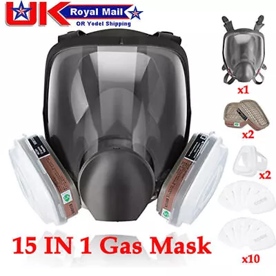 Full Face Organic Vapor & Particulate Respirator Gas Mask Full Face Eye Protect • £11.98