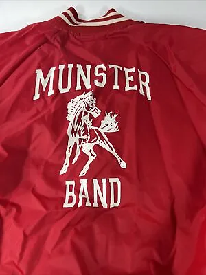 Vtg Munster Band Varsity Snap Front Red Banded Cuff Baseball Jacket Size XL • $22.50