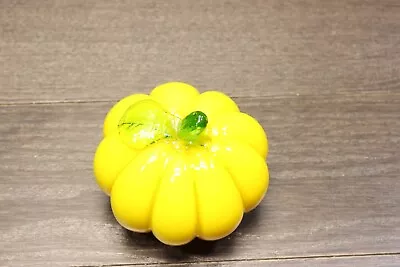 Murano Style Hand Blown Glass Fruit Yellow Pumpkin Gourd Decor Vintage 70s • $12.40