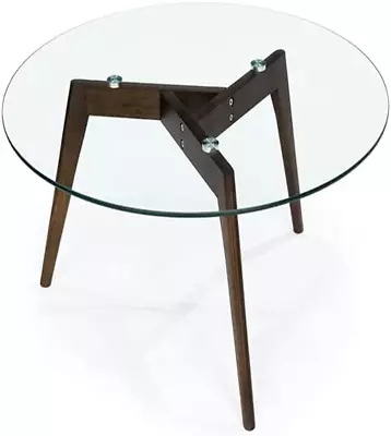 Round Tempered Glass End Table Round Mid Century Coffee Table Minimalist Small • $156.39