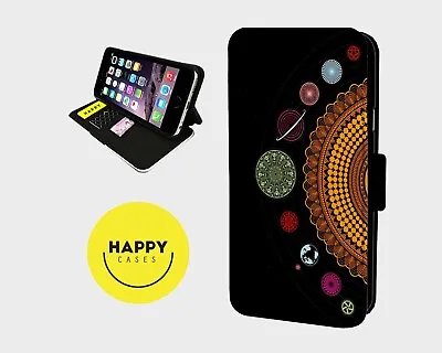 £4.52 • Buy MANDALA SOLAR SYSTEM - Faux Leather Flip Phone Case Cover - Iphone/Samsung