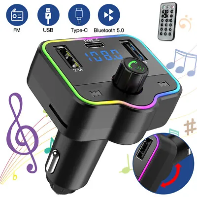 Wireless Car Bluetooth FM Transmitter Radio Adapter Car Kit Dual USB For IPhone • £9.49