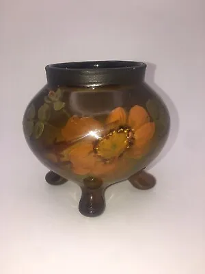 J. B. Owens Utopian Line 4  Footed Vase Floral Signed. (1896-1907) • $65