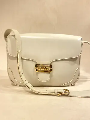 Authentic Vintage Celine Leather Shoulder Bag White Rank AB • $319.99