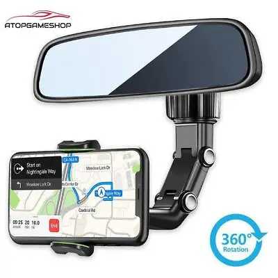 $8.99 • Buy Car Accessory 360° Rotatable Rear View Mirror Phone Mount Holder For Cell Phone