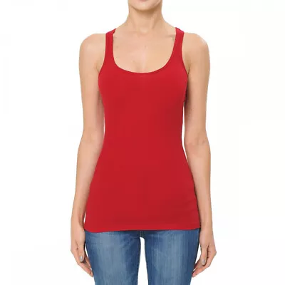 Women's Premium Cotton Tank Top Basic Soft Stretch Ribbed Knit Racerback Solids • $7