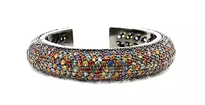 Matthew Campbell Laurenza MCL Sterling Silver Sapphire Multi-Color Cuff Bracelet • $499