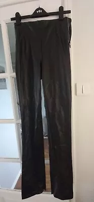 ZARA Black Leather Look Trousers - Medium • £6.50