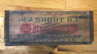 Vtg Remington Kleanbore .22 Short Wooden Ammo Box Special Gallery Spatter-less • $79