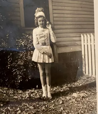 Vtg CUTE MAJORETTE DRUM CORPS 1940s Teenager GIRL Baton Twirler Photo Picture • $5.25