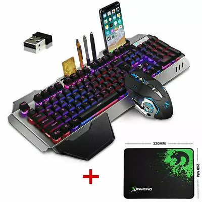 Wireless Gaming Keyboard Mouse And Pad Set RGB LED Backlit For PC/Laptop AU K680 • $65.99