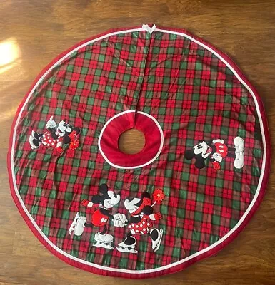 Disney Mickey Mouse Minnie Mouse Christmas Tree Skirt Plaid Mistletoe 49” 4ft • $159.99