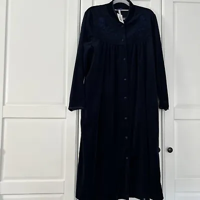 £19.99 • Buy Ladies Navy Blue Velour Full Length Dressing Gown Size 12 - 14