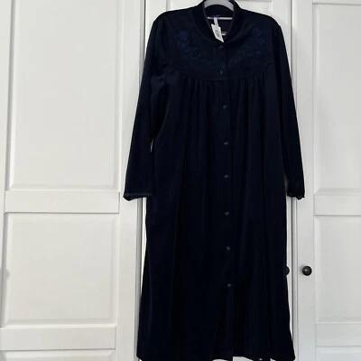 £19.99 • Buy Ladies Navy Blue Velour Full Length Dressing Gown Size 12 - 14