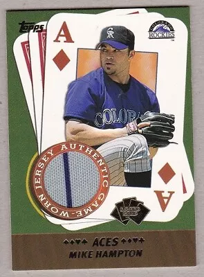 2002 TOPPS MIKE HAMPTON ACES GAME USED JERSEY RELIC ROCKIES Insert Card • $3.99