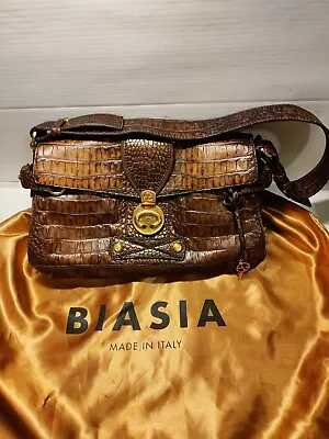 Gorgeous! Francesco Biasia Croc Suede  Embossed Leather Satchel Shoulder Handbag • $150