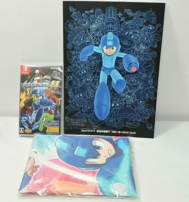 Mega Man 11 Gear Of Fate Nintendo Switch ＆ Cloth Poster ＆ Guidebook Rockman Used • $59.48