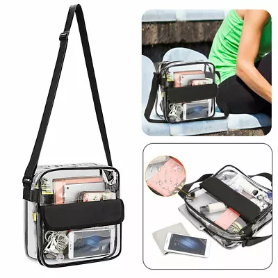 Clear Plastic Tote Bag Women Transparent Handbag Zip Purse Stadium Security • $15.50