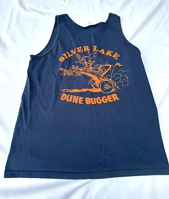 Vintage Silver Lake Dune Buggy 2 Side T Shirt  Tank Blue Men's Size M • $7.99