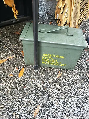 Original .50 CALIBER 5.56mm Military AMMO CAN M2A1 50CAL METAL AMMO CAN BOX VGC • $20