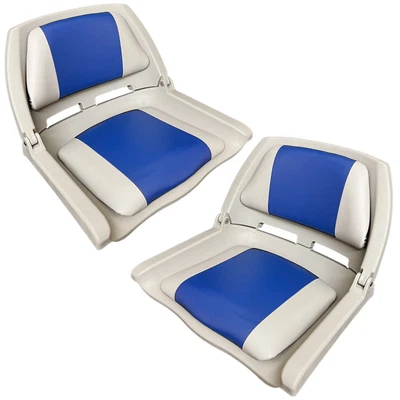 £75 • Buy 2x Folding Boat Seat Padded Marine Vinyl Grey & Blue Yacht Yishing Rib Speedboat