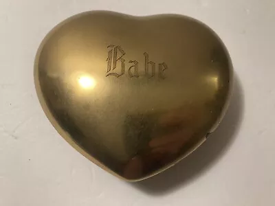Vintage Brass Heart Trinket Jewelry Stash Box Lined Engraved “Babe” 4.25” • $14.50